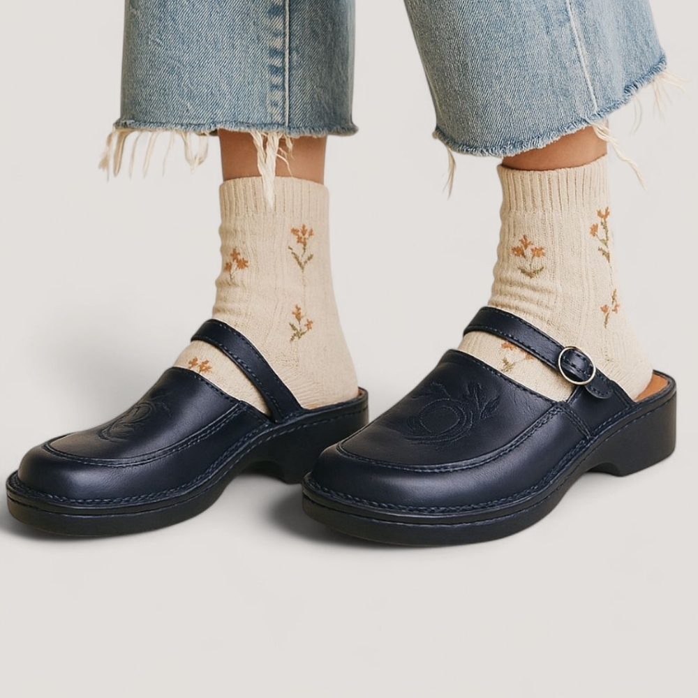 Naot Camila Leather Mary Jane Slip-On Sandals Navy Blue Sz 39 US‎ 8
